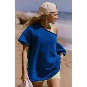 Free People Movement Cruise Sweatshirt Tshirt Stellar Blue NWT Size Medium